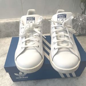 Adidas Stan Smith White and Blue Sneakers